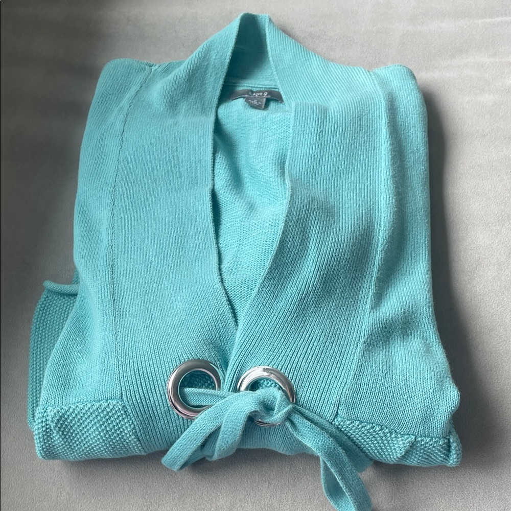 Apt 9 Open-Front Belted Cardigan with Grommet Details and Rolled Cuff and Hem - Picture 12 of 12